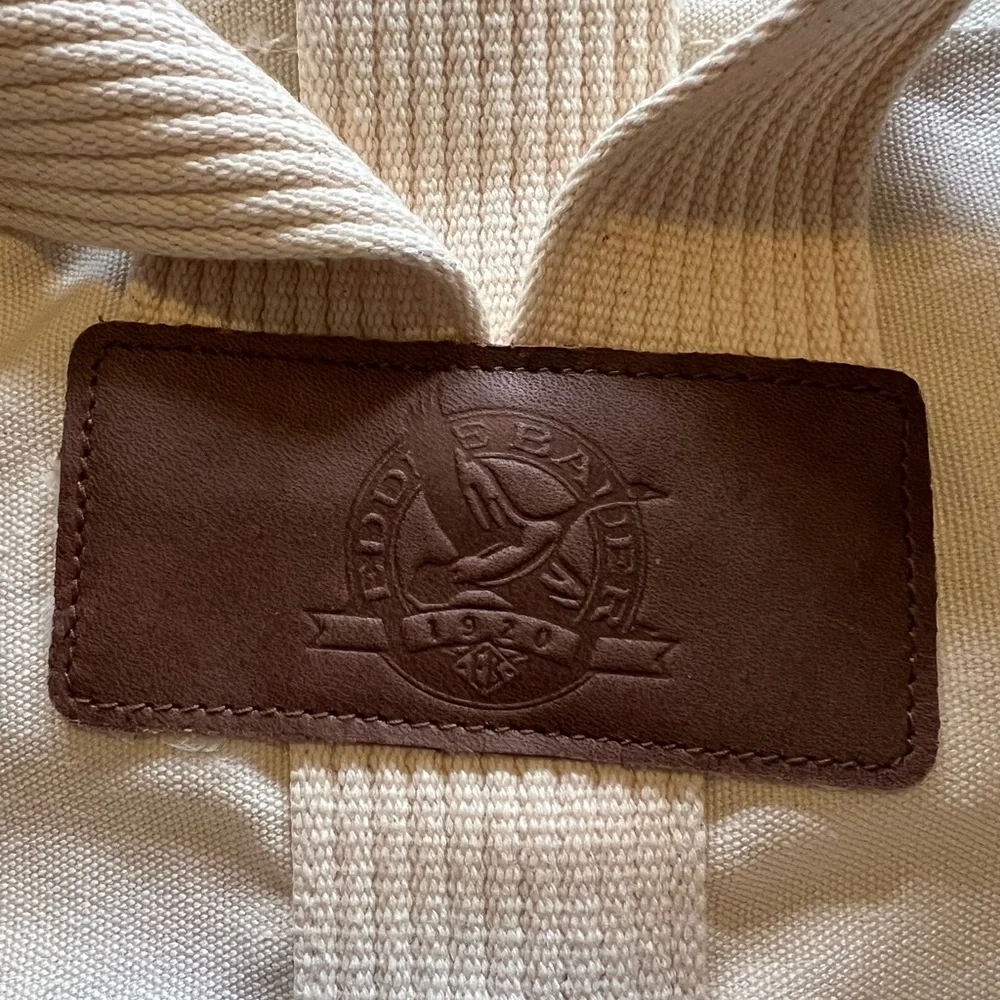 Eddie Bauer NIB XL Cream Canvas Backpack Duffle Army Bag 100% cotton